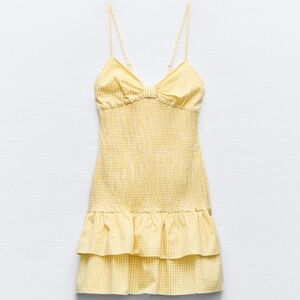 Yellow gingham Zara mini dress